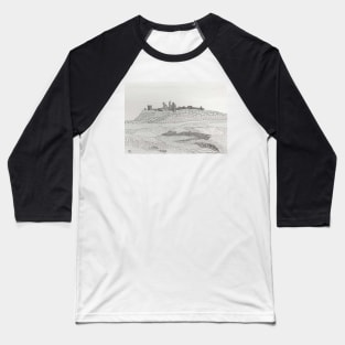 Dunstansburgh Castle, Northumberland Coast in Zentangle Landscape Baseball T-Shirt